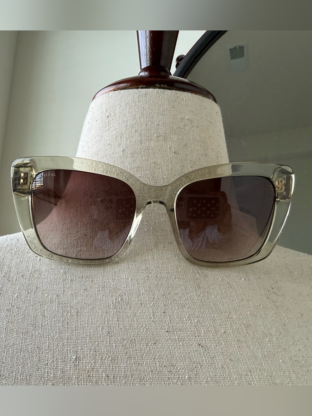 Women’s Clear Green Frame Sunglasses with Brown Gradient Lenses